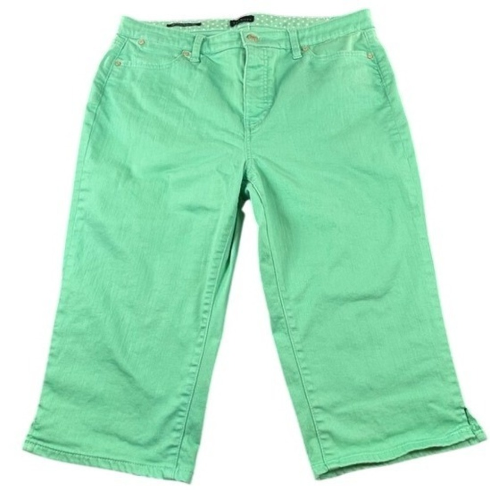 Talbots Women's Mint Green Pedal Pusher Jeans 14P Petite Stretch Crop Capri